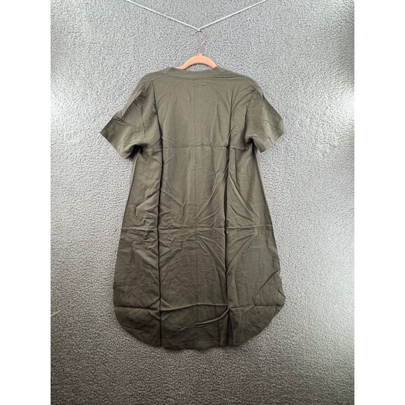H&M Conscious Choice Olive Green Short Sleeve V-Neck Dress Size XS NWT - Picture 2 of 9